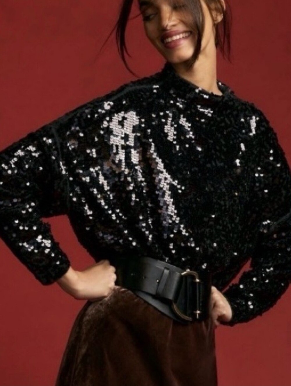 NWT Pilcro From Anthropologie 100% Cashmere Sequin Top